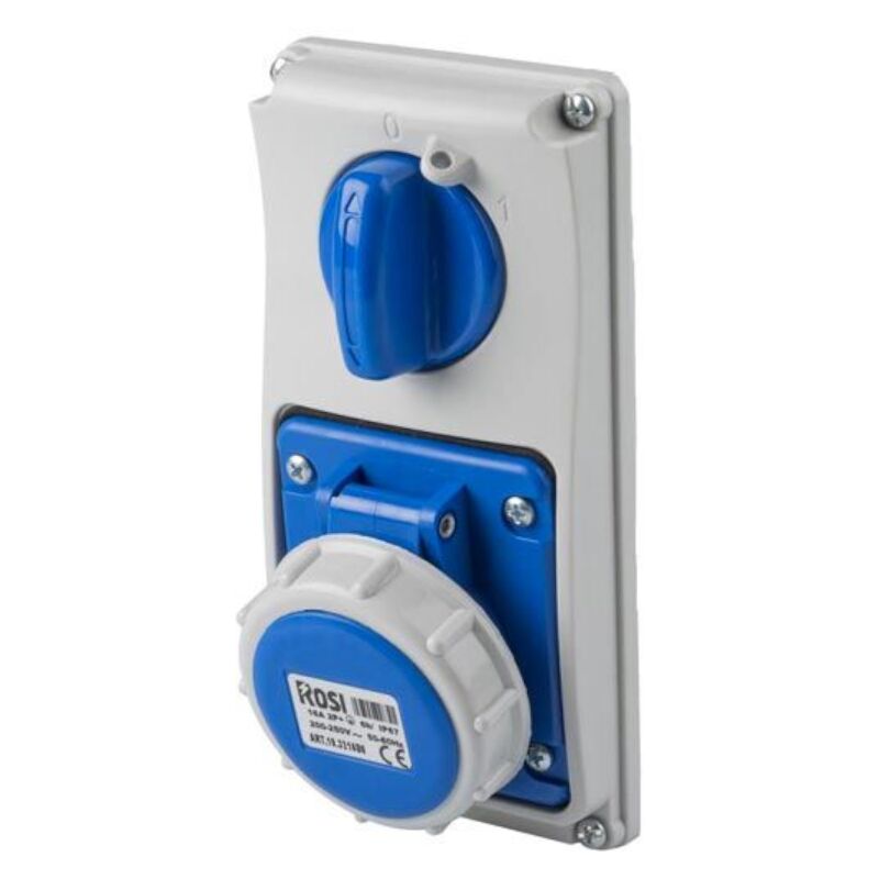 foto del prodotto rosi presa interbloccata verticale con sezionatore, ad incasso, 230v, 3 poli, 16a, ip67 19.3216b6 i