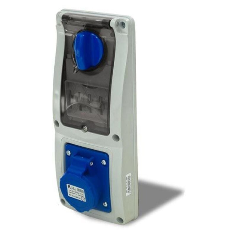 foto del prodotto rosi presa interbloccata verticale con sezionatore, ad incasso, con magnetotermico, 230v, 3 poli, 32a, ip54 16.3234b6 imt