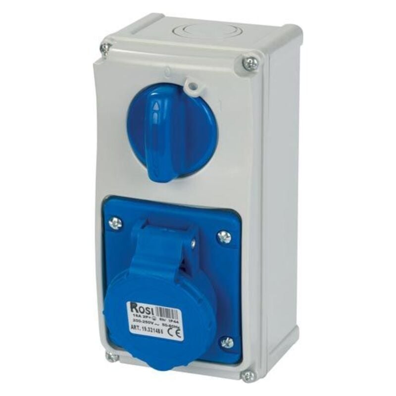 foto del prodotto rosi presa interbloccata verticale con sezionatore, con fondo, 230v, 3 poli, 32a, ip54 19.3234b6
