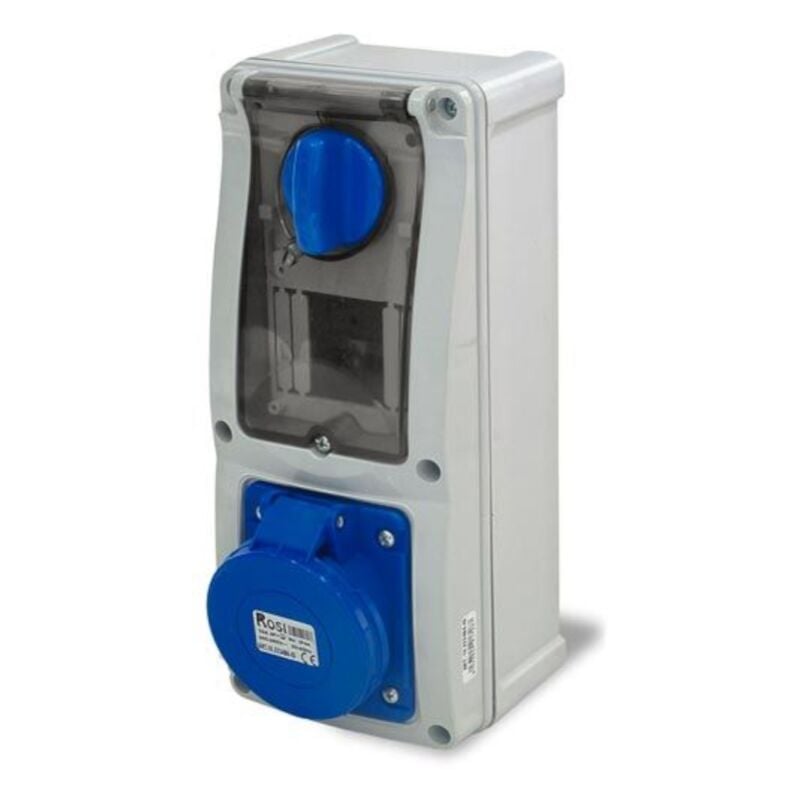 foto del prodotto rosi presa interbloccata verticale con sezionatore, con fondo, con barra din, 230v, 3 poli, 16a, ip54 16.3214b6d