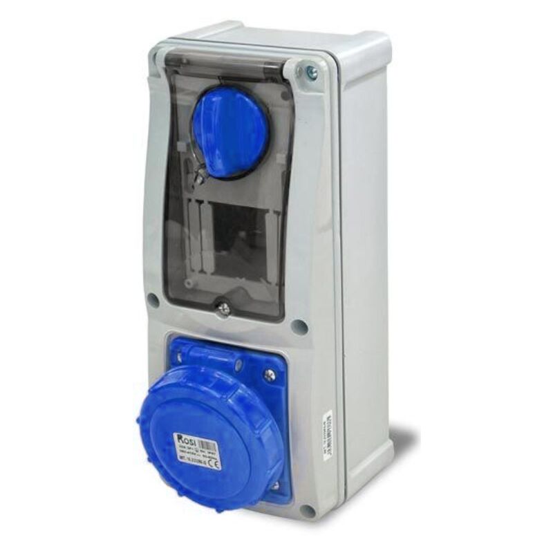 foto del prodotto rosi presa interbloccata verticale con sezionatore, con fondo, con barra din, 230v, 3 poli, 16a, ip67 16.3216b6d