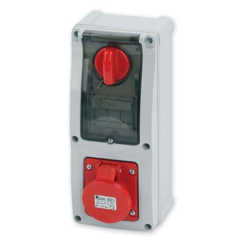 foto del prodotto rosi presa interbloccata verticale con sezionatore, con fondo, con portafusibile, 380v, 4 poli, 16a, ip54 16.3314r6