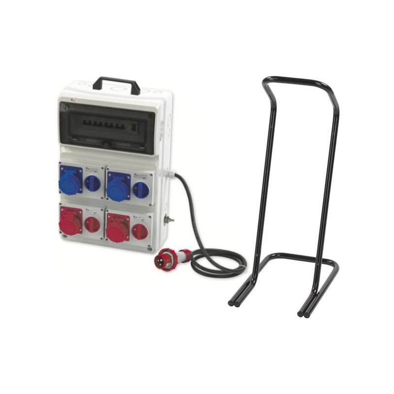 foto del prodotto rosi quadro asc portatile, 3kw 230v 9kw 400v, ip65, 2 prese interbloccate 2p t 16a e 2 prese 3p t 16a, spina 3p n t 16a, con magnetotermico,