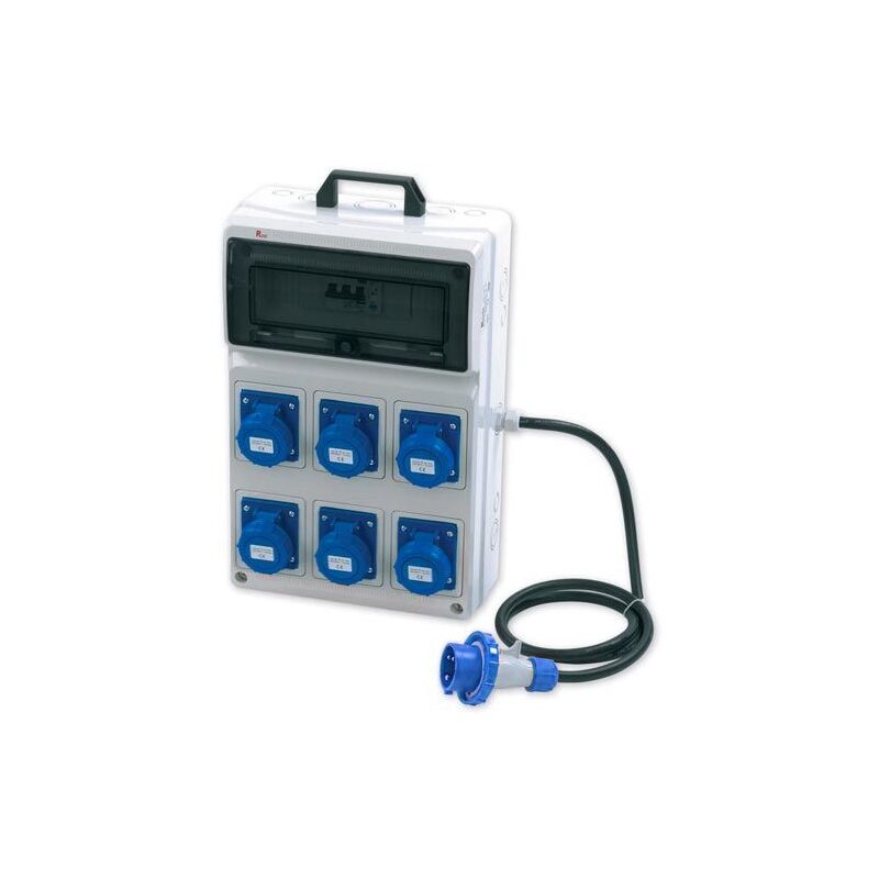 immagine 0 del prodotto rosi quadro asc portatile, 3kw 230v, ip65, 6 prese 2p t 16a, spina 2p t 16a, con magnetotermico differenziale 2279