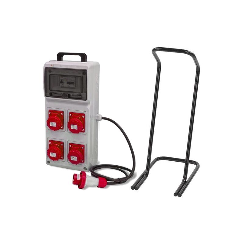 foto del prodotto rosi quadro asc portatile, 9kw 400v, ip65, 4 prese 3p t 16a , spina 3p t 16a, con magnetotermico differenziale e cavalletto 2244c