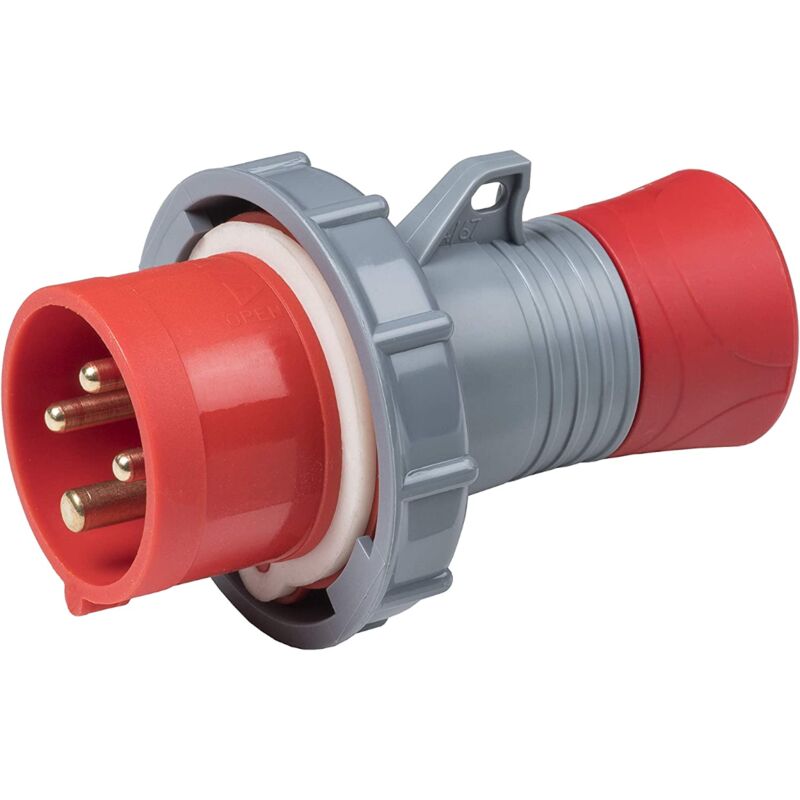 foto del prodotto rosi spina industriale 380v a cablaggio rapido, 3p t, 16a, ip67, rosso 1008214r