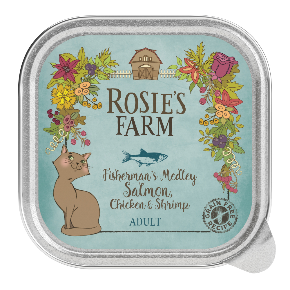 foto del prodotto rosie s farm adult 16 x 100 g umido per gatti salmone pollo con gamberetti