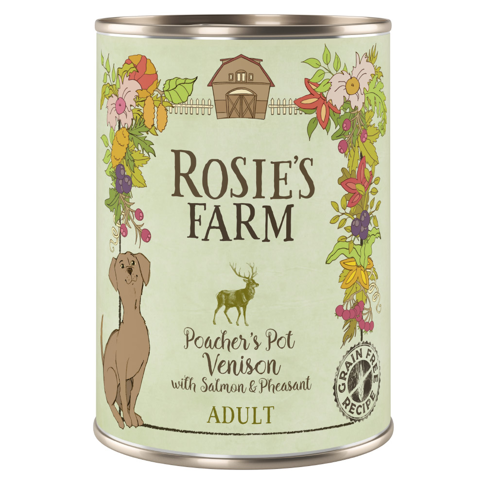 foto del prodotto rosie's farm adult 6 x 400 g umido cane - selvaggina &amp; fagiano con salmone