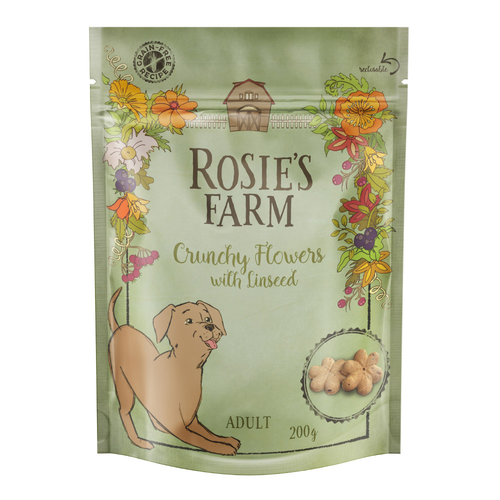 foto del prodotto rosie s farm adult crunchy flowers snack per cani 200 g