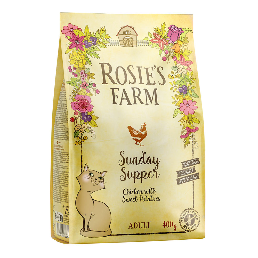 foto del prodotto rosie s farm adult pollo con patate dolci crocchette per gatti 400 g