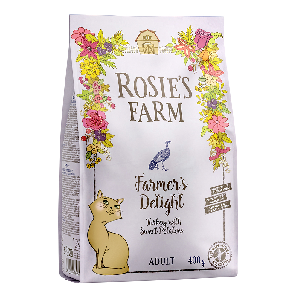 foto del prodotto rosie s farm adult tacchino con patate dolci crocchette per gatti 400 g
