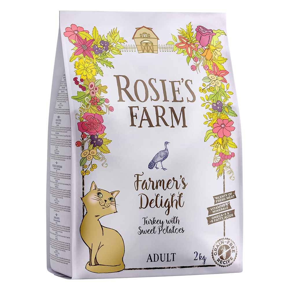 foto del prodotto rosie's farm adult tacchino con patate dolci crocchette per gatti - set 5 x 2 kg