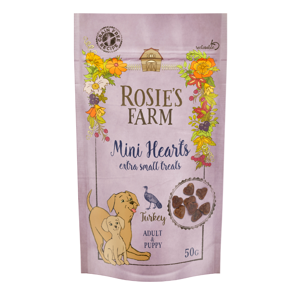 foto del prodotto rosie s farm puppy adult mini hearts tacchino 50 g