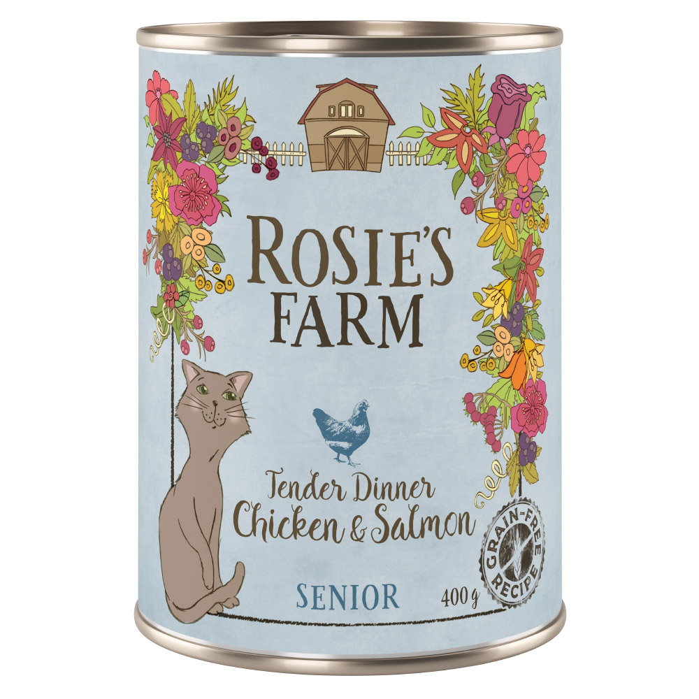 foto del prodotto rosie s farm senior 6 x 400 g alimento umido per gatti senior pollo salmone