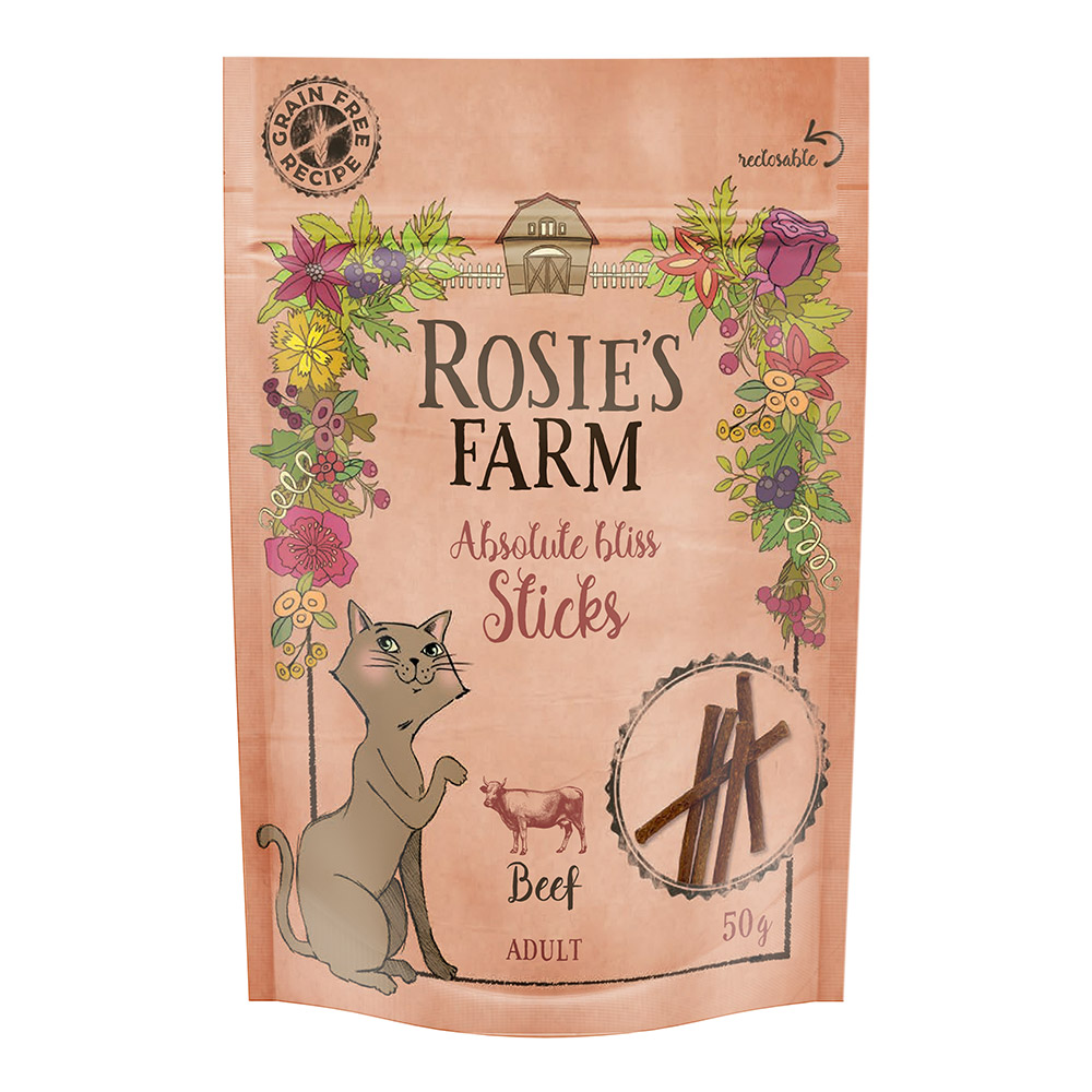 foto del prodotto rosie s farm sticks manzo snack per gatti 50 g