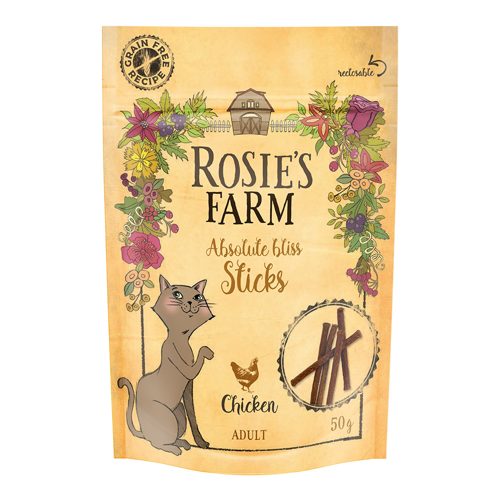 foto del prodotto rosie s farm sticks pollo snack per gatti 50 g