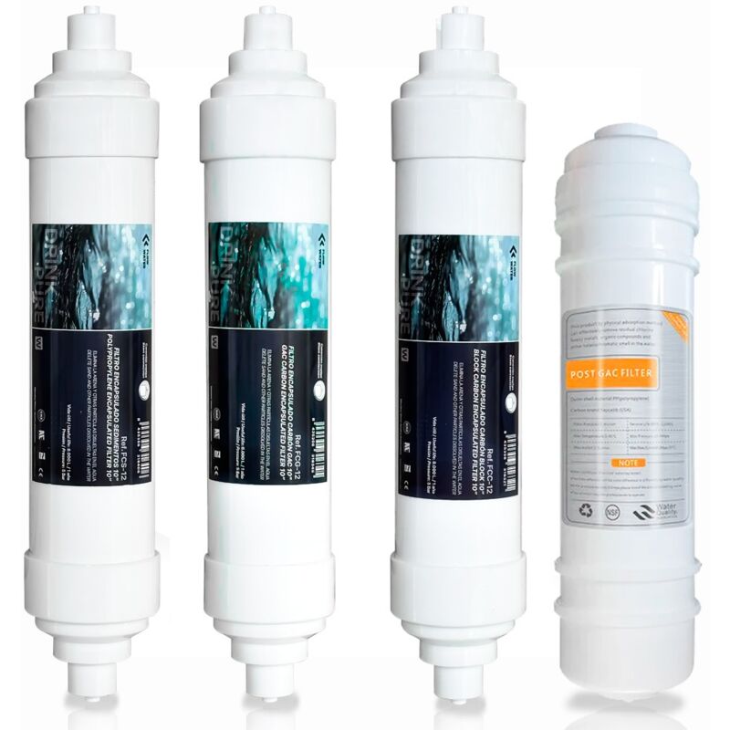 foto del prodotto rosmmel kit 4 filtri in linea osmosi compatta attacco codolo 2 x 10 