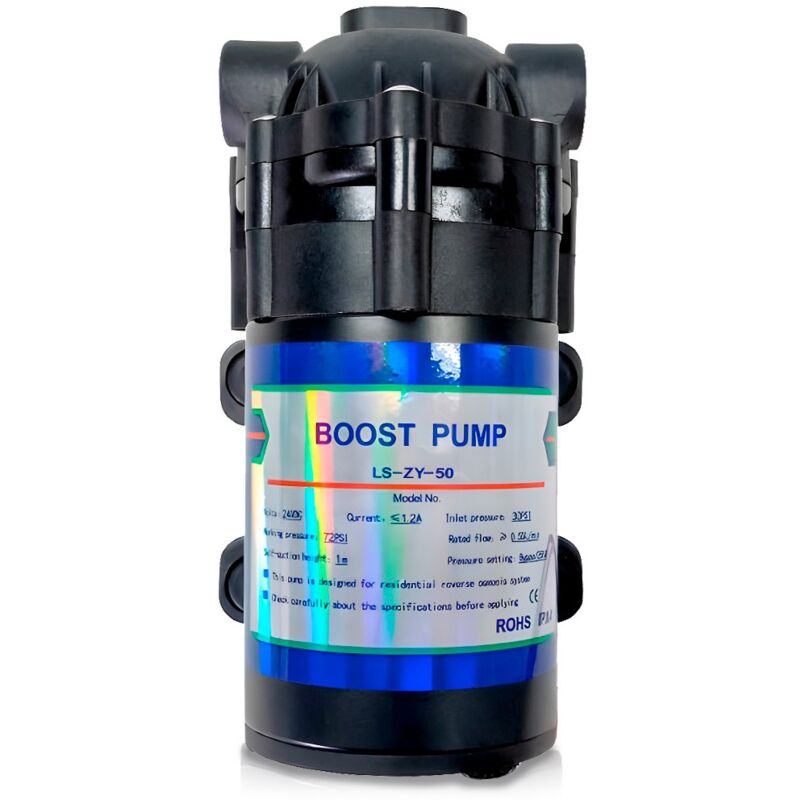 foto del prodotto rosmmel pompa booster universale per osmosi inversa 50 gpd 24v 