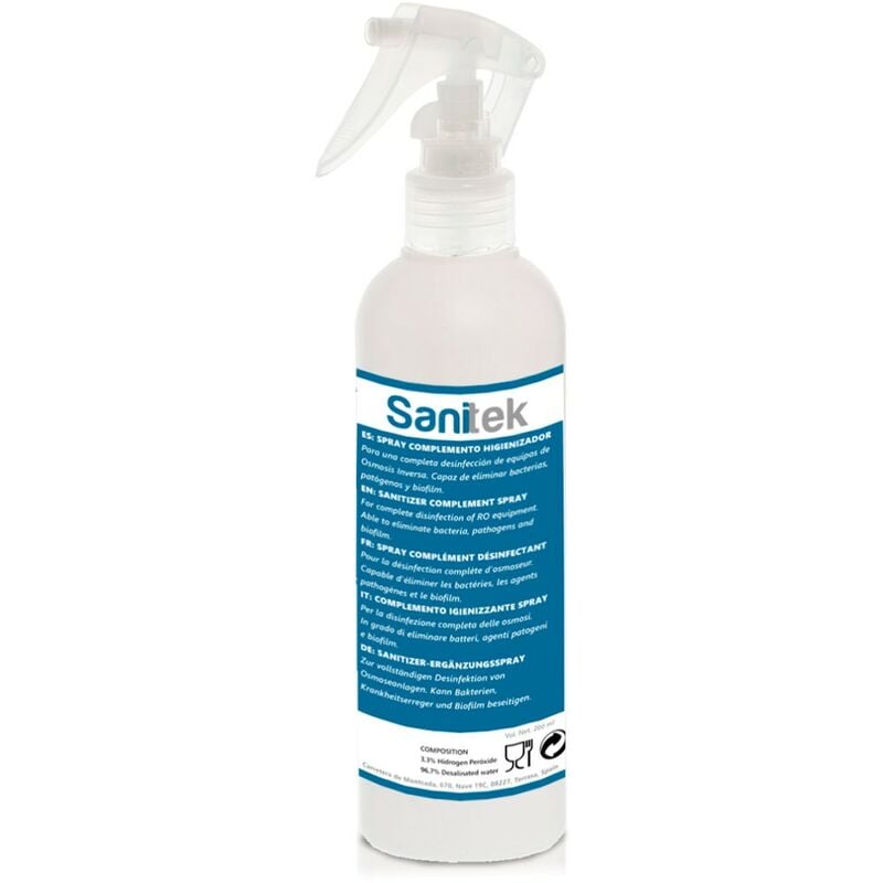 foto del prodotto rosmmel sanitek spray igienizzante complemento per osmosi inversa e fonti idriche