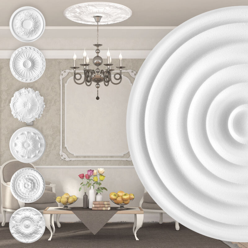 foto del prodotto rosone di polistirolo decorazione interna, stucco per soffitti eps bianco r 01 40 cm