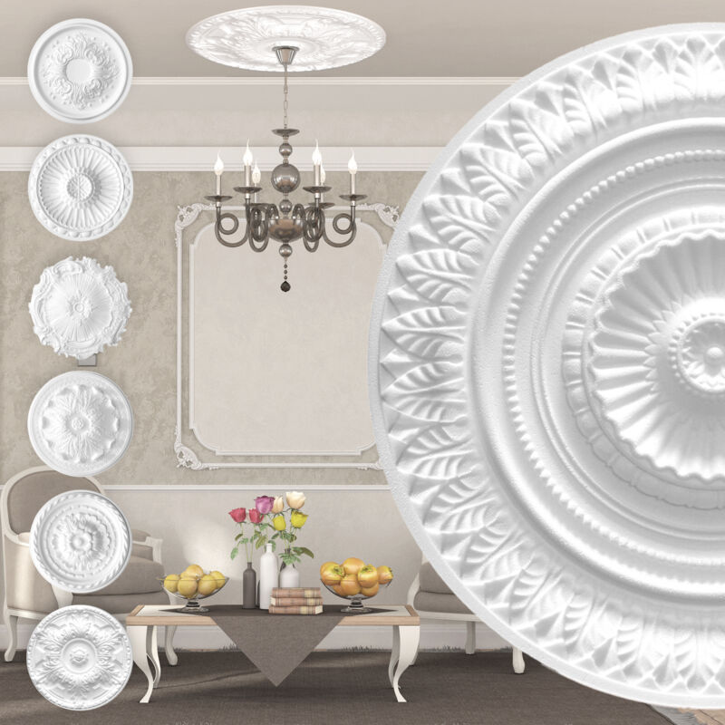 foto del prodotto rosone di polistirolo decorazione interna, stucco per soffitti eps bianco r 09 64 cm