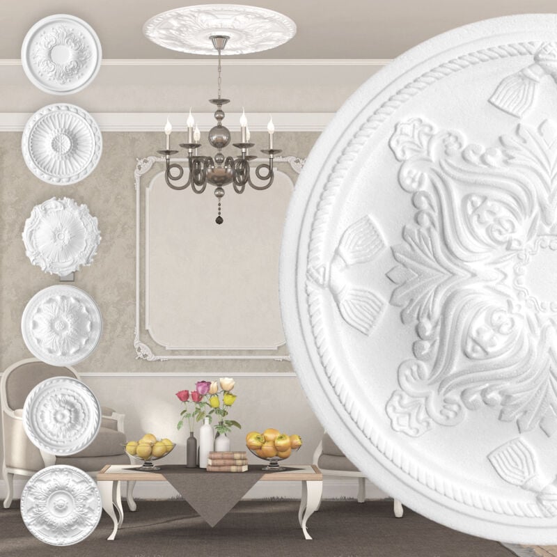 foto del prodotto rosone di polistirolo decorazione interna, stucco per soffitti eps bianco r 13 43 cm