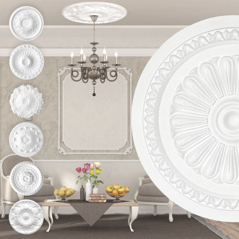 foto del prodotto rosone di polistirolo decorazione interna, stucco per soffitti eps bianco r 15 34 cm