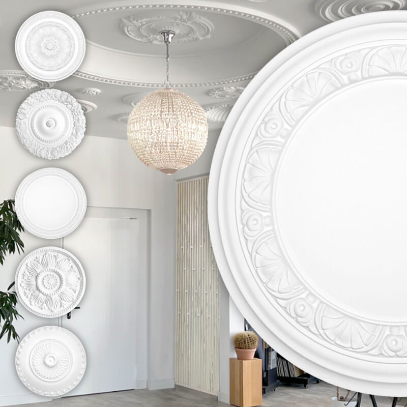 foto del prodotto rosone di stucco rosone da soffitto in schiuma dura pu, robusto hexim perfect series 1 b3014 320 mm