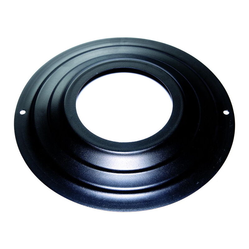 foto del prodotto rosone dn 100 mm d. esterno 230 mm. verniciato nero canna fumaria pellet