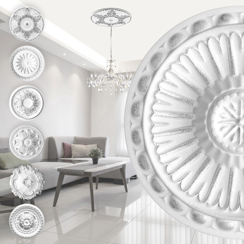 foto del prodotto rosone in polistirolo decorazione interna, stucco per soffitti, eps argento r 16 28 cm