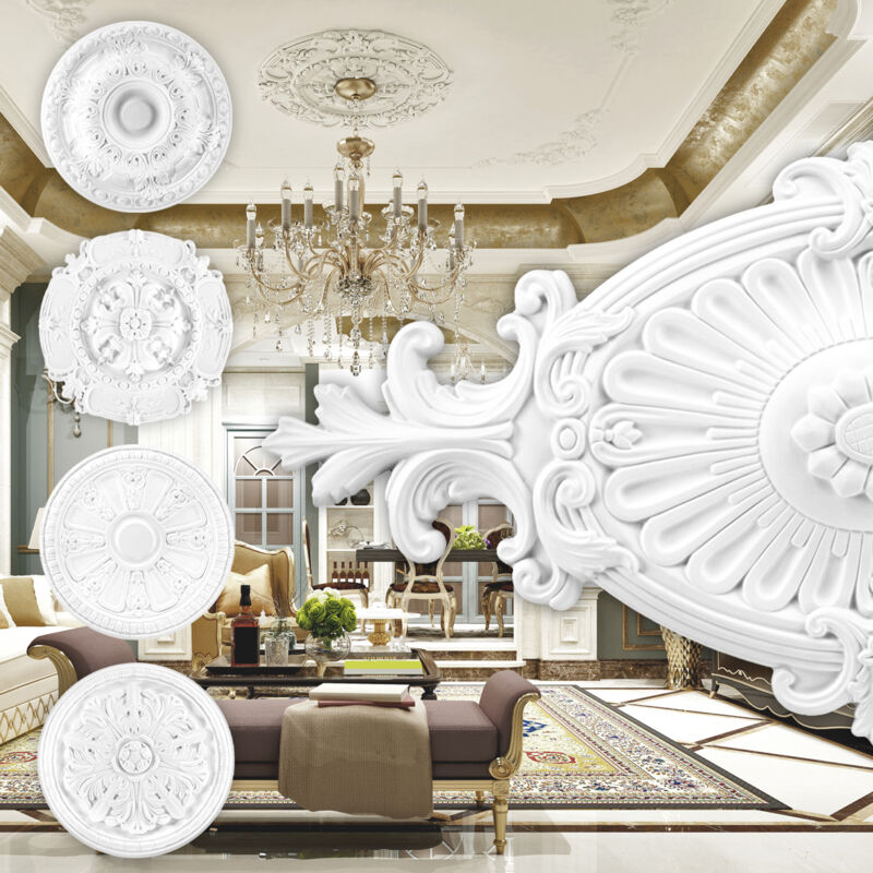 foto del prodotto rosone in pu decorazione interna, stucco per soffitto e parete, materiale duro r101 r124 r114 60x31.5 cm