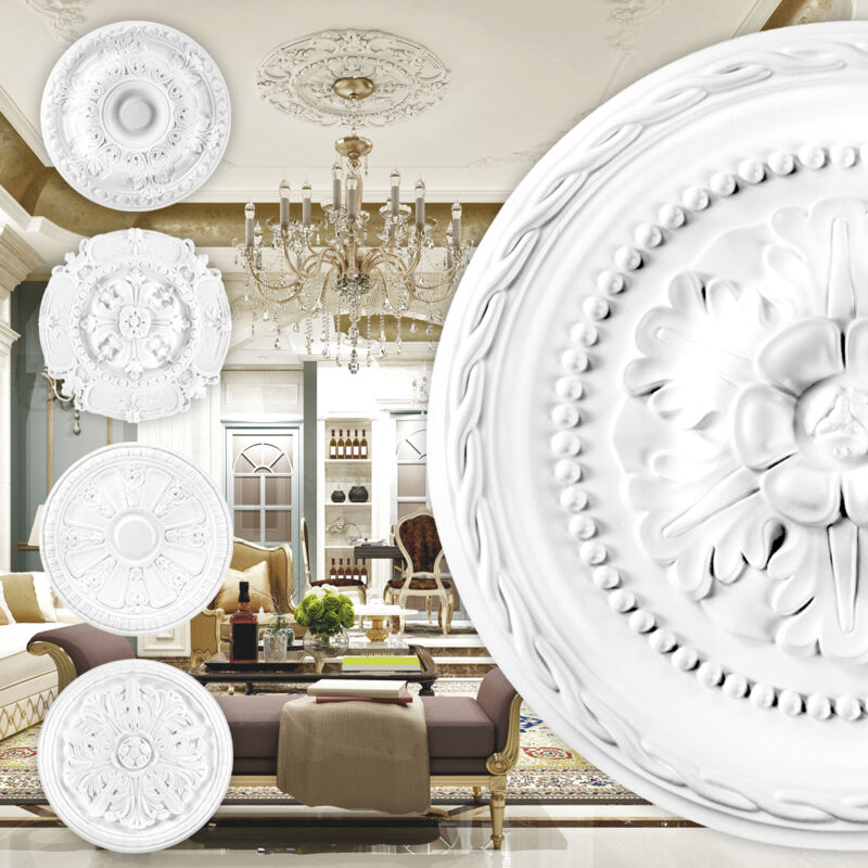 foto del prodotto rosone in pu decorazione interna, stucco per soffitto e parete, materiale duro r101 r124 r116 30 cm