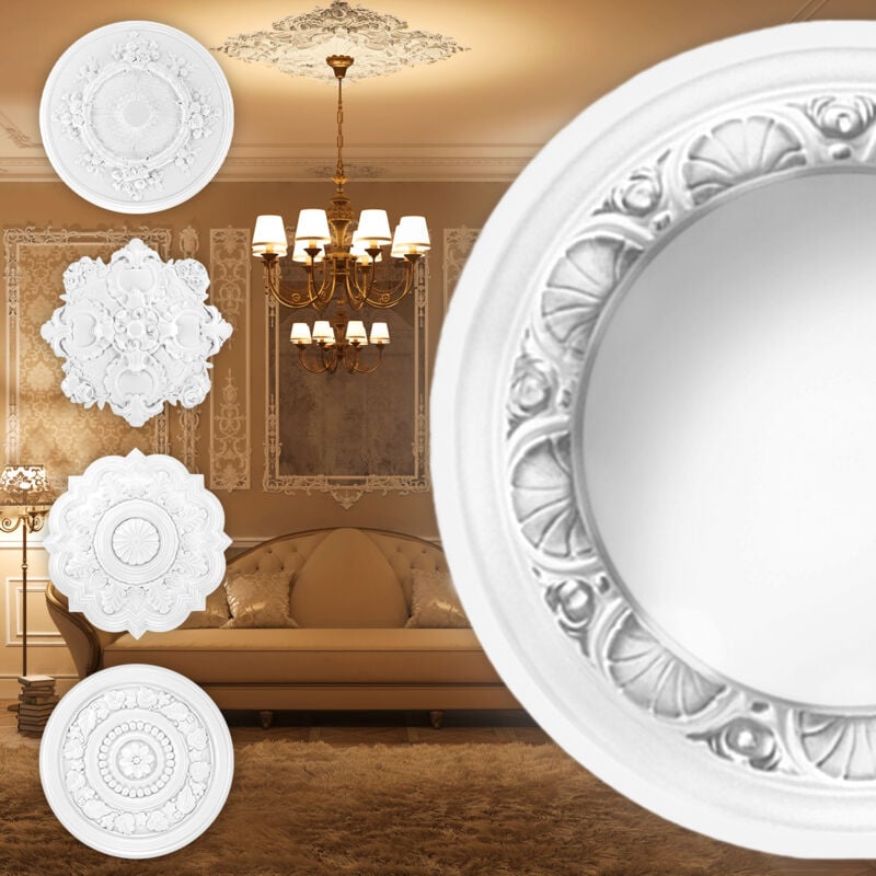 foto del prodotto rosone in pu decorazione interna, stucco per soffitto e parete, materiale duro r125 r179 r179 32 cm