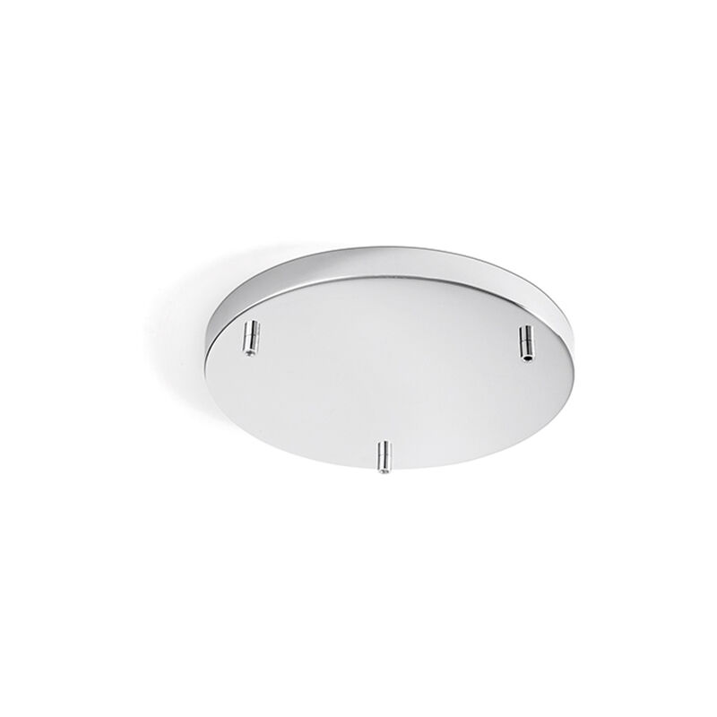foto del prodotto rosone multicavo 3 fori in metallo cromo spazzolato d35cm