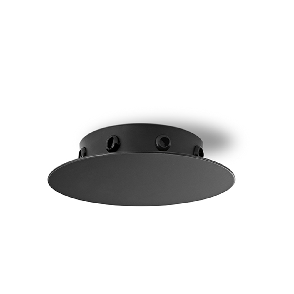 foto del prodotto rosone multicavo 8 fori in metallo nero opaco d15cm
