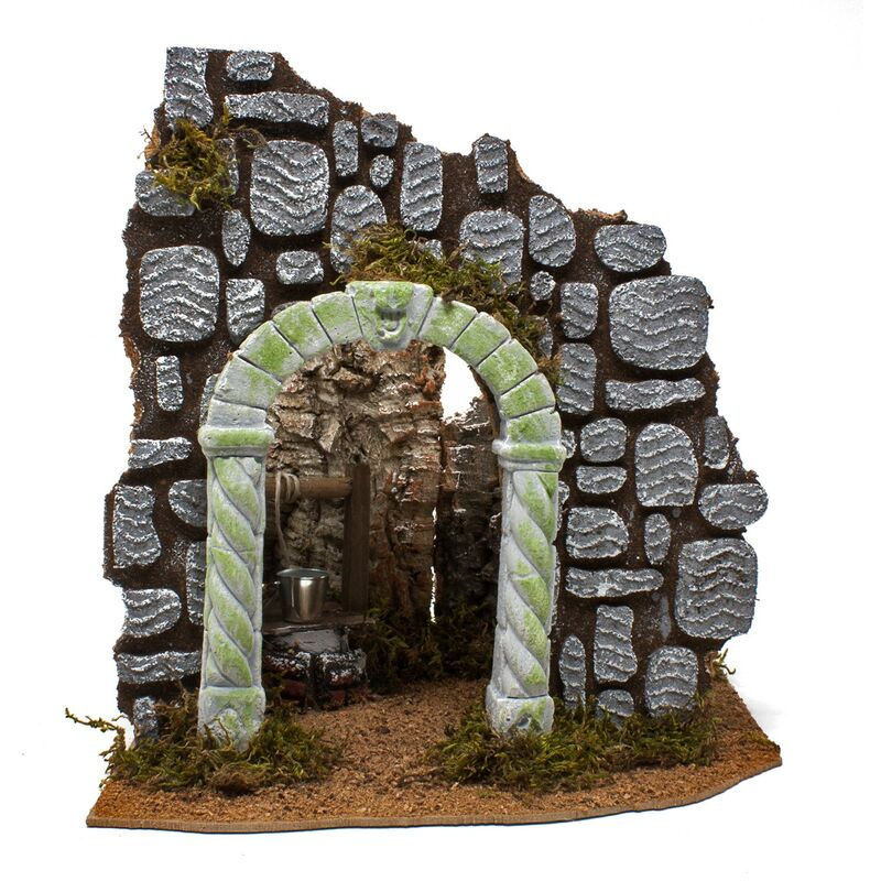 foto del prodotto rossi rosa arco con pozzo 24x21 cm per presepe 11515