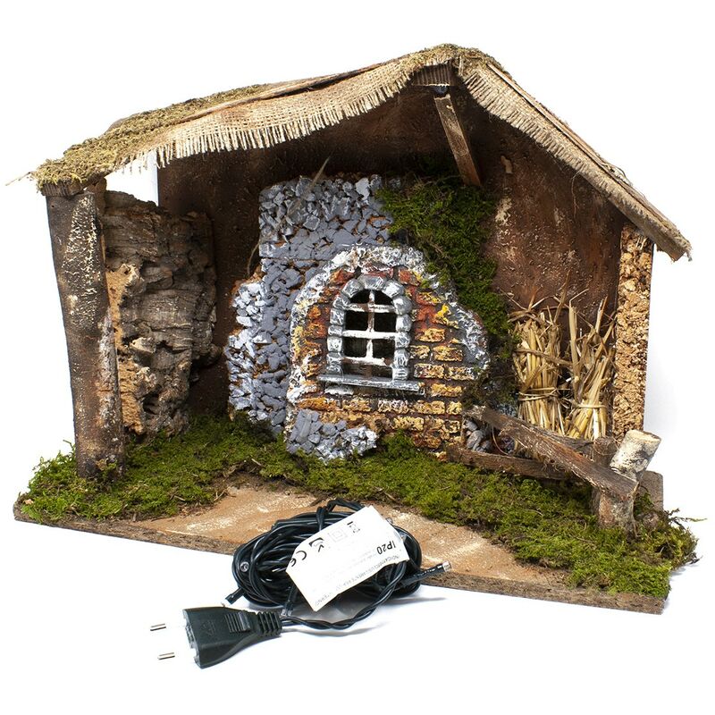 foto del prodotto rossi rosa capanna per presepe con luci 42x19 cm 87382