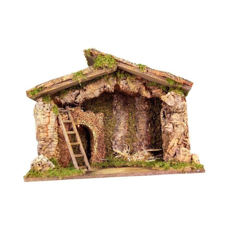 foto del prodotto rossi rosa capanna presepe con luci 50x23x36 cm