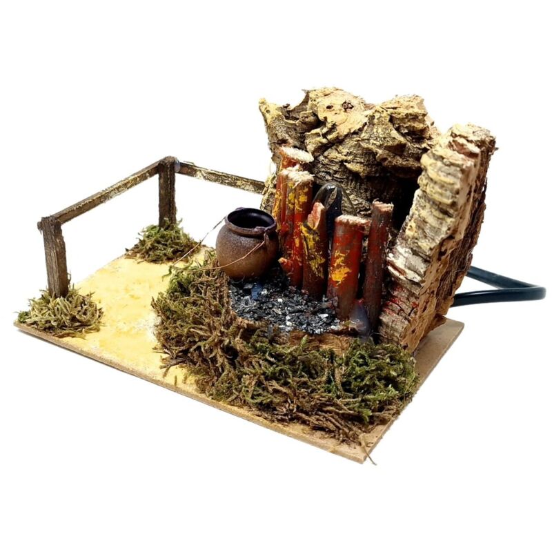 foto del prodotto rossi rosa fuoco per presepe con pentola lampada fiamma 15x10 cm 11638