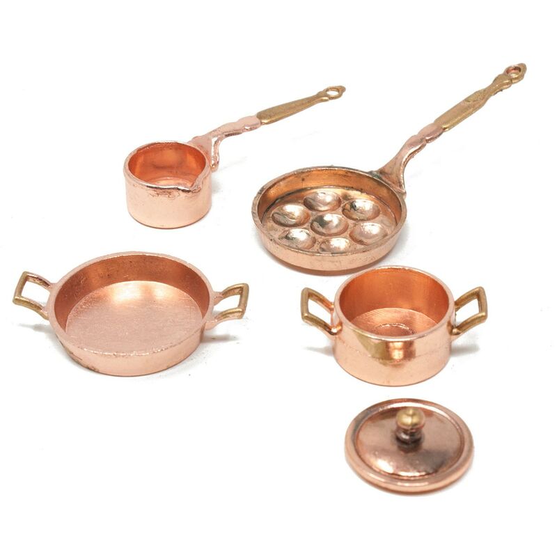 foto del prodotto rossi rosa padelle in rame set 5 pz. in miniatura per presepe 86756
