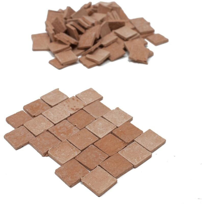 foto del prodotto rossi rosa piastrelle quadrate in resina miniatura per presepe 1 cm 86905