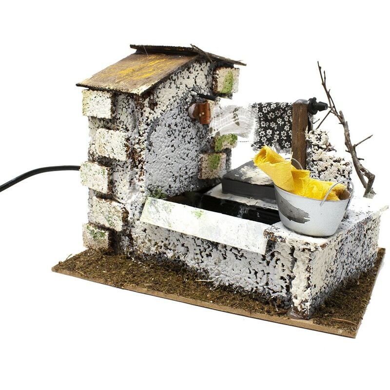 foto del prodotto rossi rosa scena per presepe fontana con lavatoio 20x14x17 cm pompa funzionante 10978