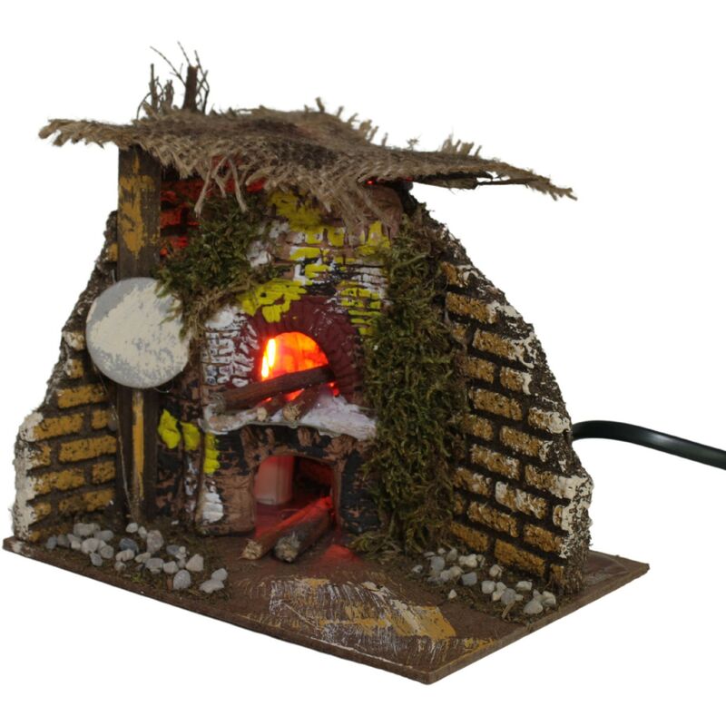 foto del prodotto rossi rosa scena per presepe forno con lampada fuoco 15x10 cm 11789