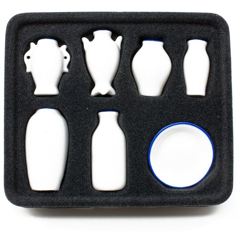 foto del prodotto rossi rosa vasi in porcellana set 7 pezzi miniature per presepe 86867