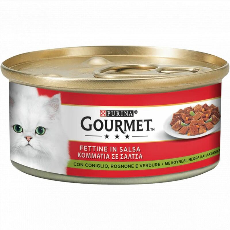 foto del prodotto rosso lattina 195gr coniglio rognone e verdure gourmet