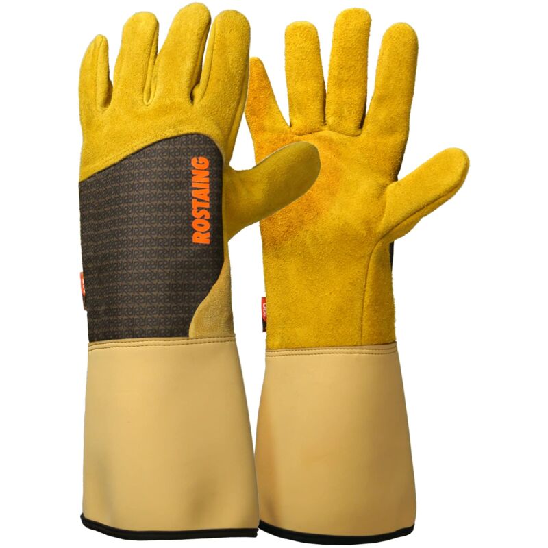 foto del prodotto rostaing guanti roncier paia di guanti da giardinaggio protezione in pelle guanti da giardinaggio per spine e rovi e guanti da lavoro, beige