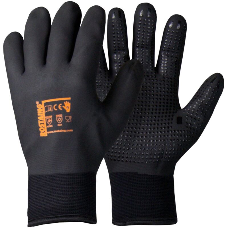 foto del prodotto rostaing guanti winterpro paia di guanti da lavoro neri invernali ideali per lavorare in ambienti umidi e freddi impermeabili comfort