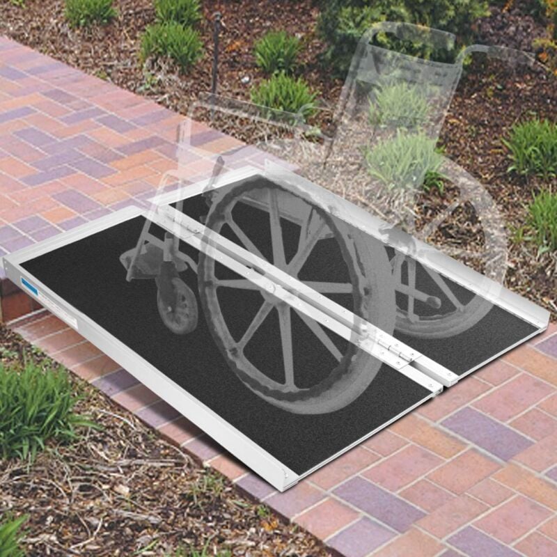 foto del prodotto rosvola ej.life rampa per sedia a rotelle pieghevole da 270 kg rampa per sedia a rotelle mobile antiscivolo in alluminio con maniglia e design
