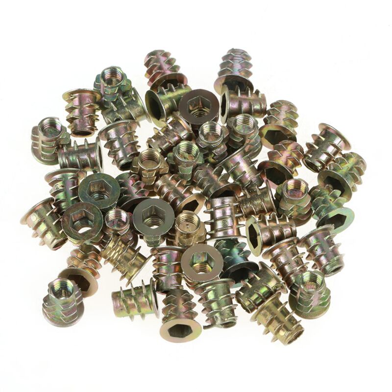 foto del prodotto rosvola jeffergarden dado con inserto in legno da 50 pezzi, testa esagonale in lega di zinco per materiali in fogli basati su hardware per mobili