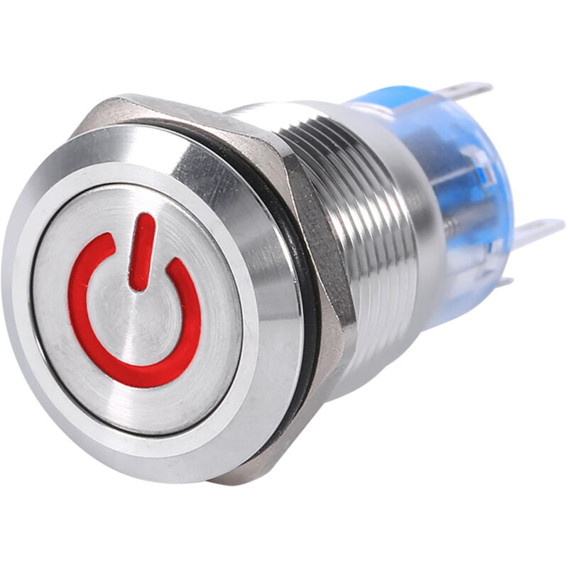 foto del prodotto rosvola jeffergarden interruttore di alimentazione a pulsante con chiusura autobloccante inossidabile impermeabile da 19 mm 12 v 24 v led rosso